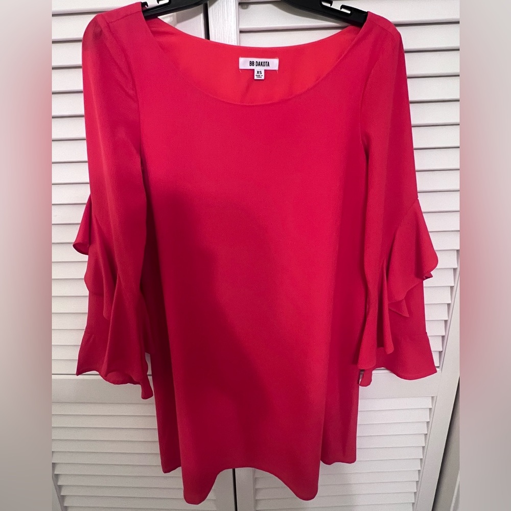 BB Dakota red ruffle sleeve dress